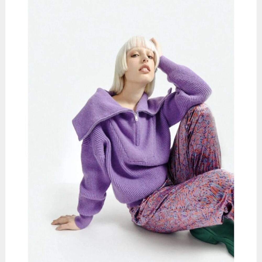 Lili Sidonio x Molly Bracken oversized Zip turtleneck chunky Sweater - Picture 3 of 15